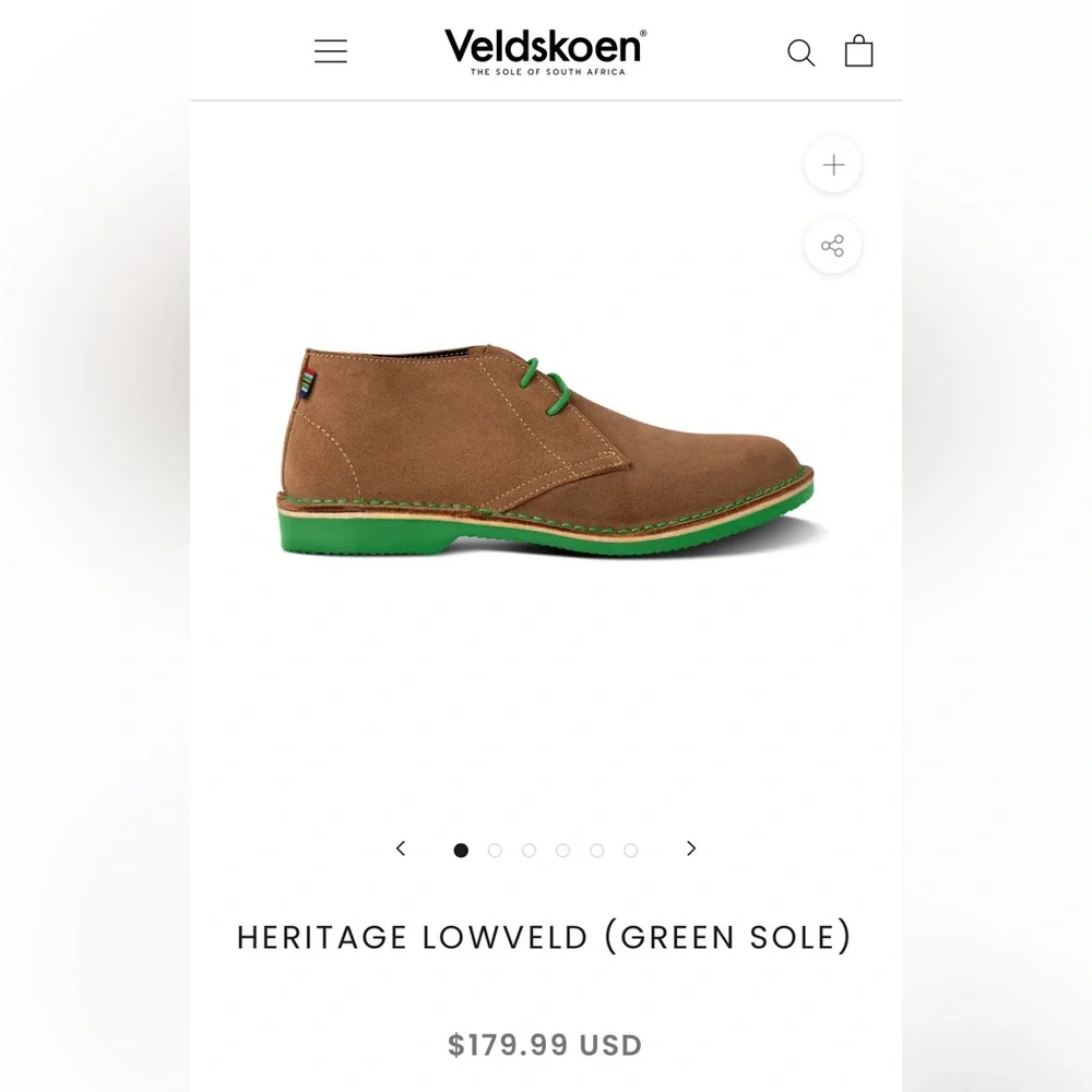 Veldskoen Heritage Lowveld (Green Sole) Unisex Sz M-6 W-8 Brown Suede Boots T4